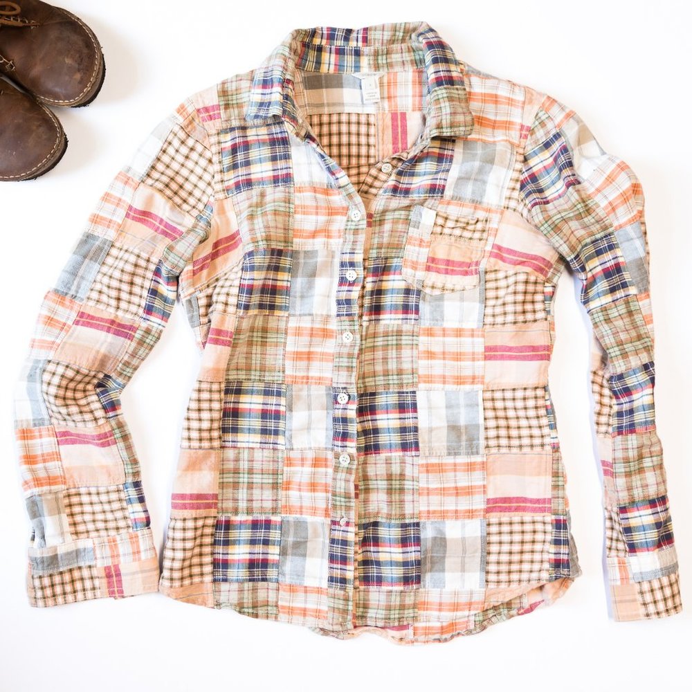 J.Crew Plaid Quilted Button Down Sz. 2